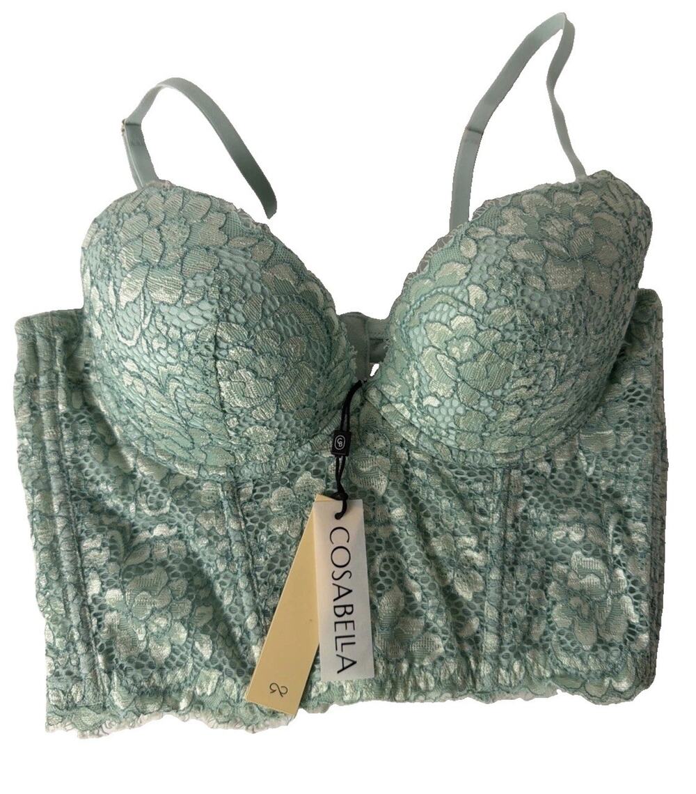 Cosabella Pret-A-Porter Bustier Top 32C Verde Umbria Green Lace NWT $200